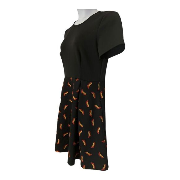 ⭐️Hutch Shoe Print Pleated Short Sleeve Office Party Mid Weight Scuba Dress - Picture 7 of 16